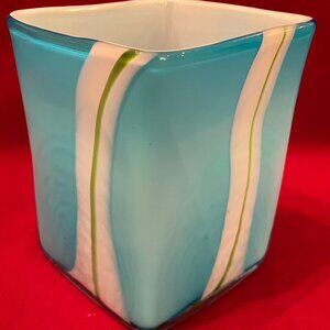 Fused Glass Turquoise Rectangular Plant Holder
